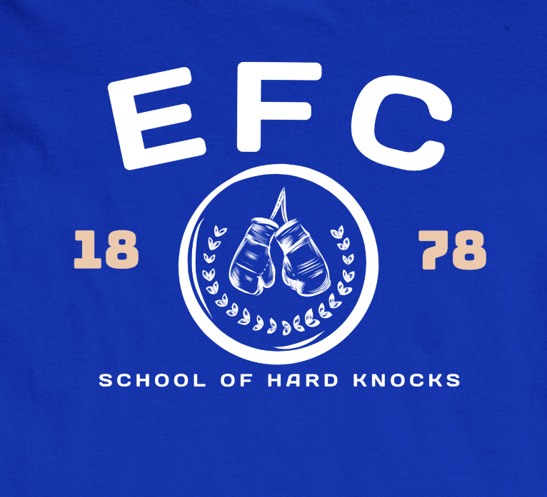 'EFC - SCHOOL OF HARD KNOCKS' TEE SHIRT - ROYAL BLUE