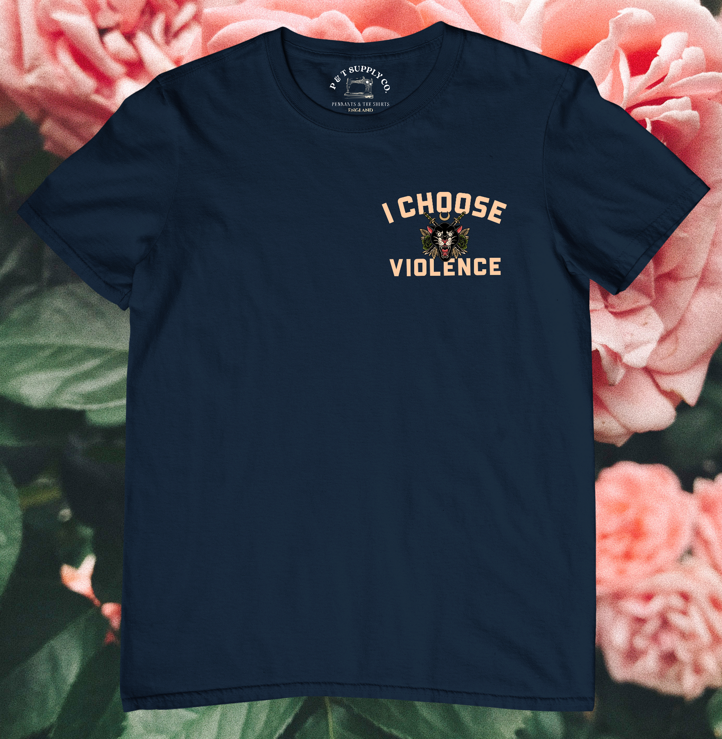 'I CHOOSE VIOLENCE' CHEST PRINT TEE