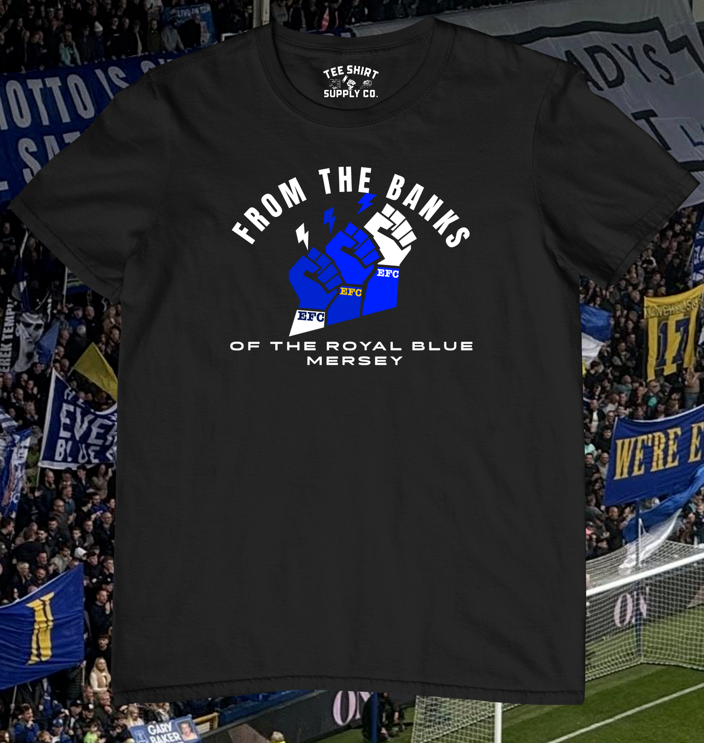 'ROYAL BLUE MERSEY' TEE SHIRT - BLACK