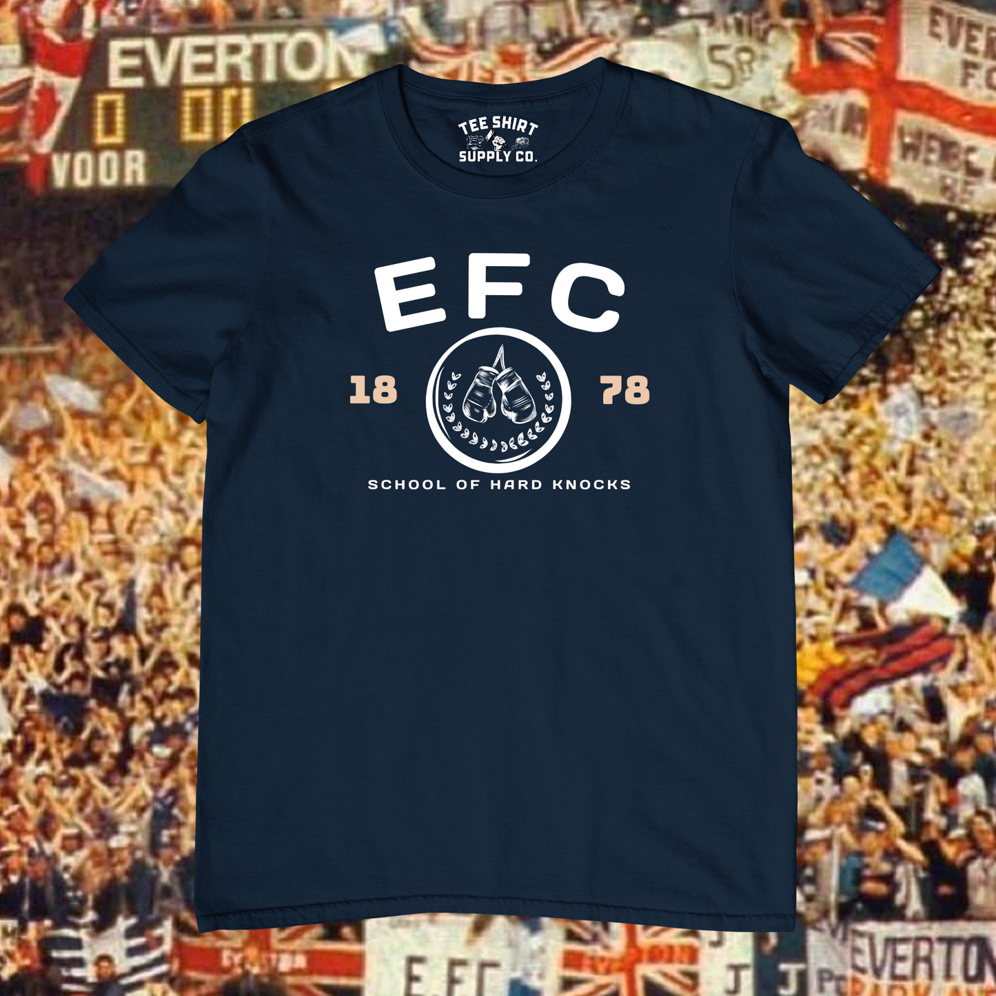 'EFC - SCHOOL OF HARD KNOCKS' TEE SHIRT -  NAVY