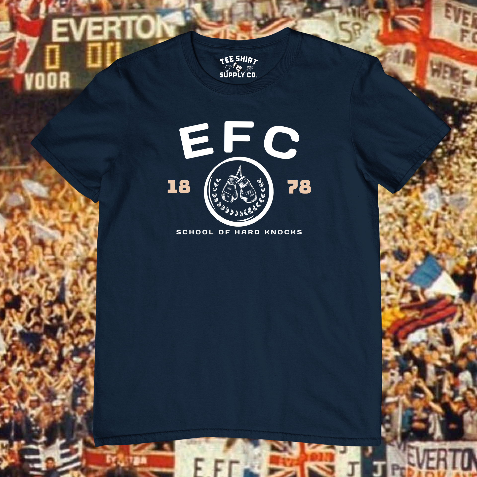 'EFC - SCHOOL OF HARD KNOCKS' TEE SHIRT -  NAVY