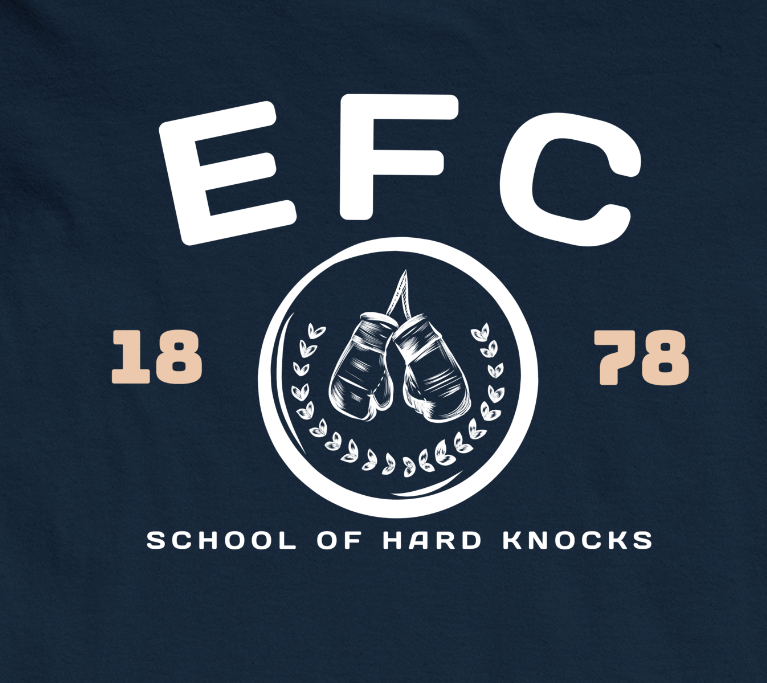 'EFC - SCHOOL OF HARD KNOCKS' TEE SHIRT -  NAVY