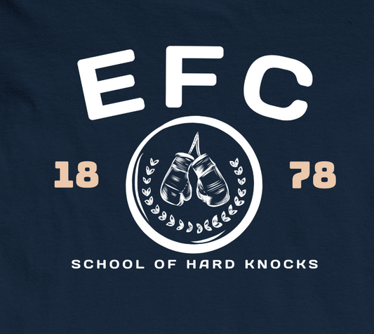 'EFC - SCHOOL OF HARD KNOCKS' TEE SHIRT -  NAVY