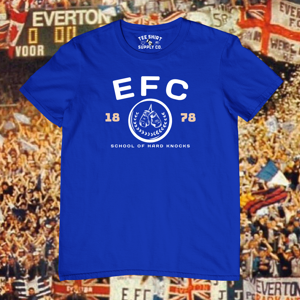 'EFC - SCHOOL OF HARD KNOCKS' TEE SHIRT -  ROYAL BLUE