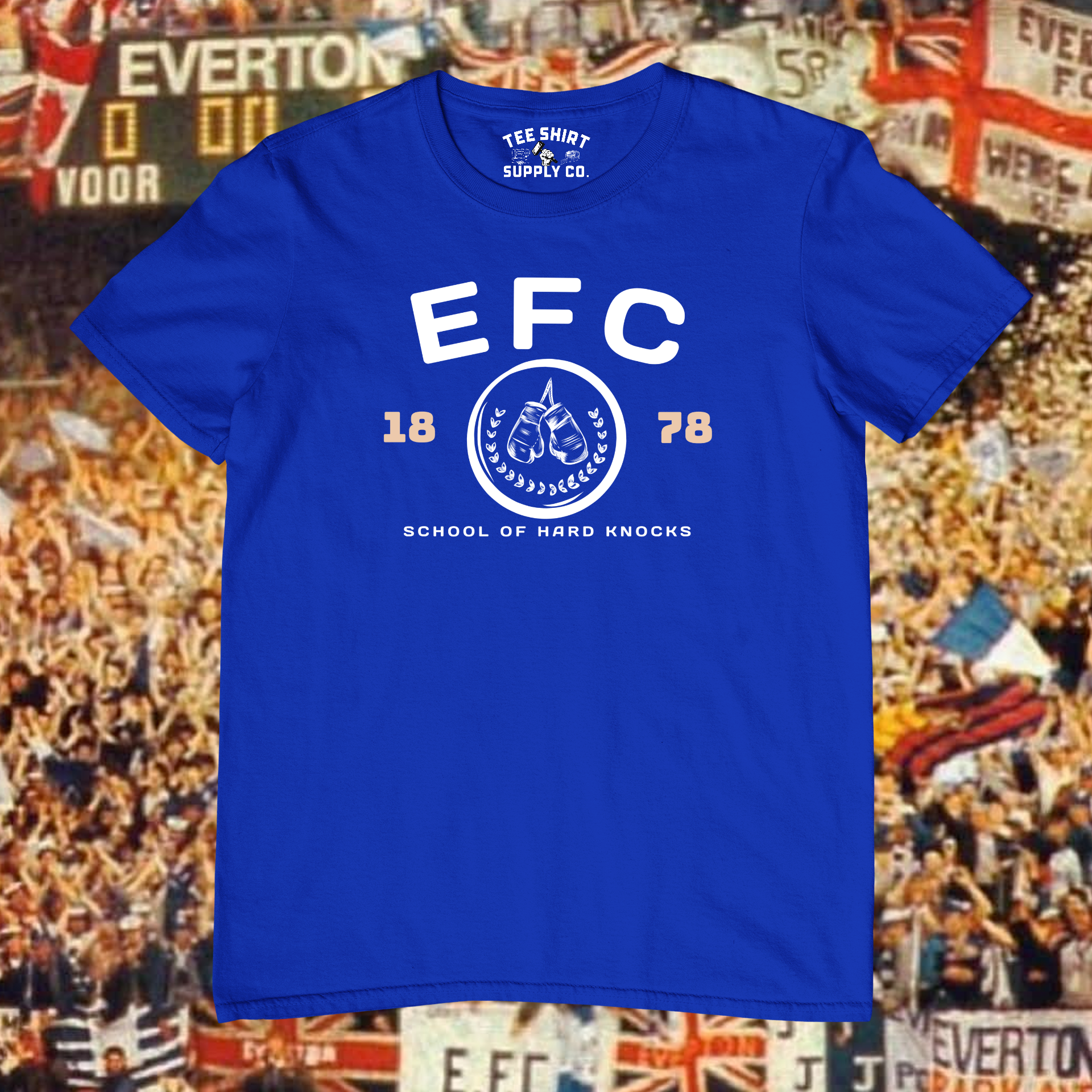 'EFC - SCHOOL OF HARD KNOCKS' TEE SHIRT -  ROYAL BLUE
