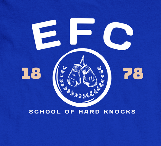 'EFC - SCHOOL OF HARD KNOCKS' TEE SHIRT -  ROYAL BLUE