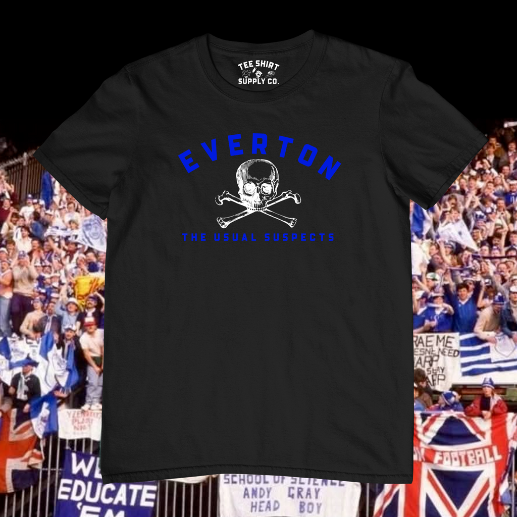 'EVERTON USUAL SUSPECTS' TEE SHIRT -  BLACK/BLUE