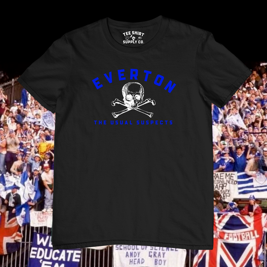 'EVERTON USUAL SUSPECTS' TEE SHIRT -  BLACK/BLUE