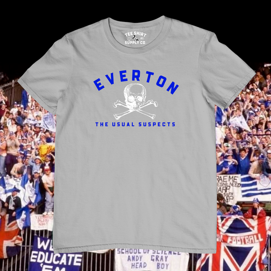 'EVERTON USUAL SUSPECTS' TEE SHIRT -  GREY/BLUE