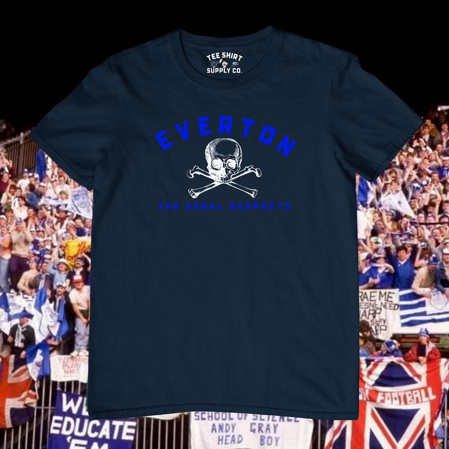 'EVERTON USUAL SUSPECTS' TEE SHIRT -  NAVY/BLUE