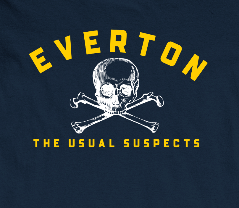 'EVERTON USUAL SUSPECTS' TEE SHIRT -  NAVY/YELLOW