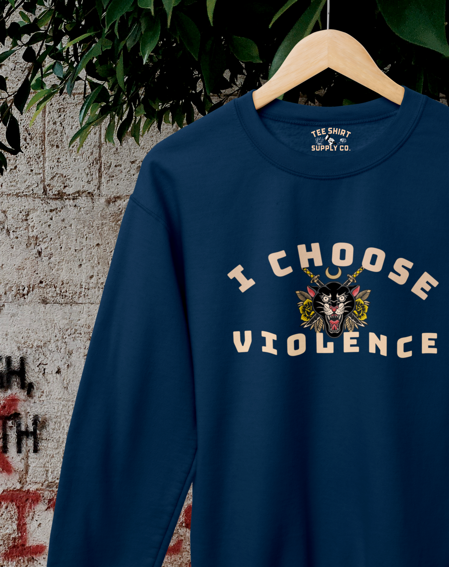 'I CHOOSE VIOLENCE' Sweatshirt - Navy Blue