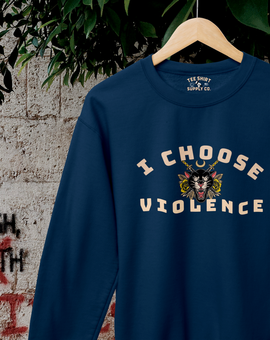 'I CHOOSE VIOLENCE' Sweatshirt - Navy Blue