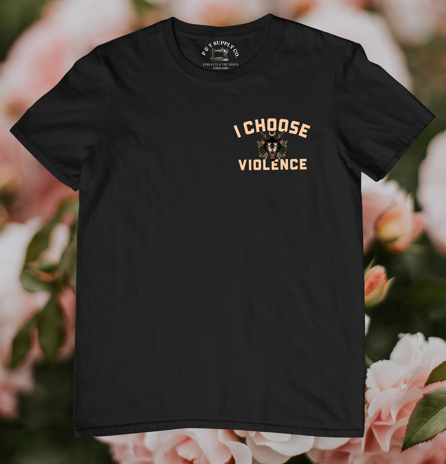 'I CHOOSE VIOLENCE' CHEST PRINT TEE