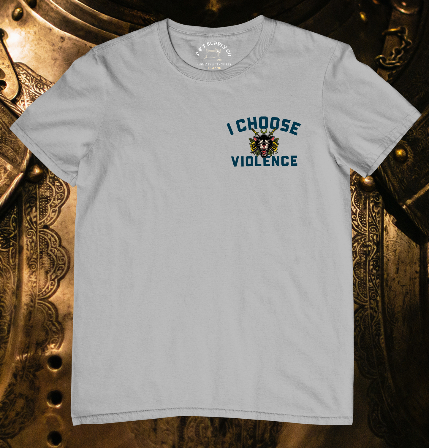 'I CHOOSE VIOLENCE' CHEST PRINT TEE