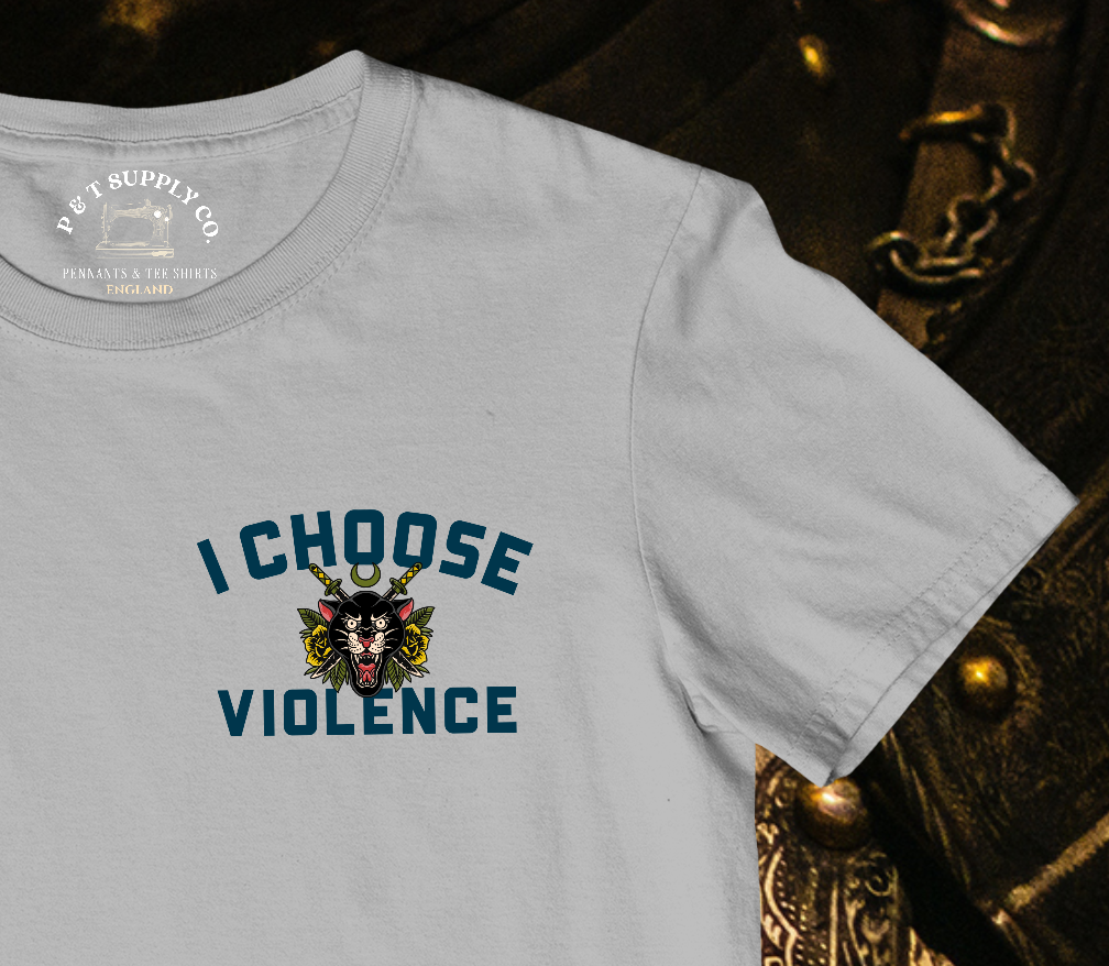 'I CHOOSE VIOLENCE' CHEST PRINT TEE