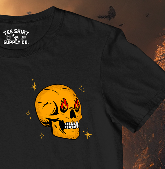 'FLAME EYED SKULL' TEE SHIRT