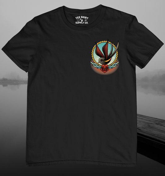 TRADITIONAL SWALLOW TATTOO TEE SHIRT